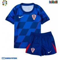 Camisa de Futebol Croácia Equipamento Secundário Infantil Europeu 2024 Manga Curta (+ Calças curtas)